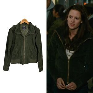 Twilight ASO Bella Swan New Moon Green Hooded Corduroy Jacket Coat XL - Y2K 00s